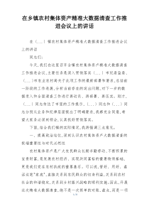 在乡镇农村集体资产精准大数据清查工作推进会议上的讲话