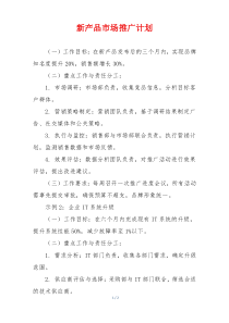 新产品市场推广计划
