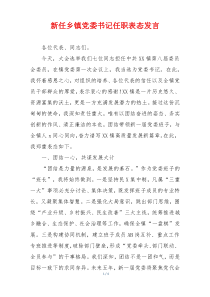 新任乡镇党委书记任职表态发言