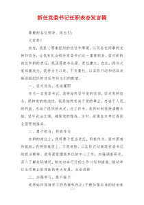 新任党委书记任职表态发言稿