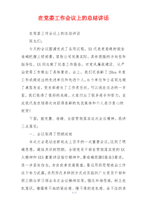 在党委工作会议上的总结讲话