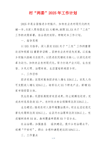村“两委”2025年工作计划