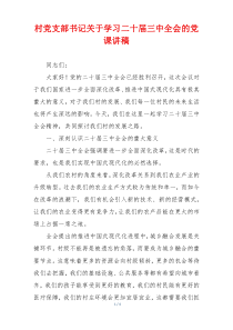 村党支部书记关于学习二十届三中全会的党课讲稿