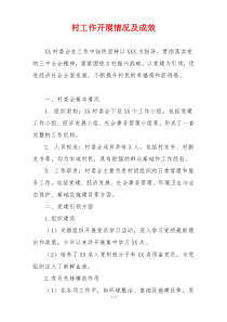 村工作开展情况及成效