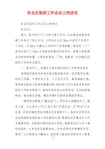 在全区组织工作会议上的讲话