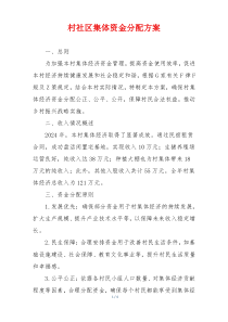村社区集体资金分配方案