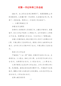 村第一书记年终工作总结