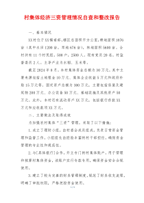 村集体经济三资管理情况自查和整改报告