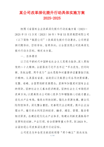 某公司改革深化提升行动具体实施方案2025-2025