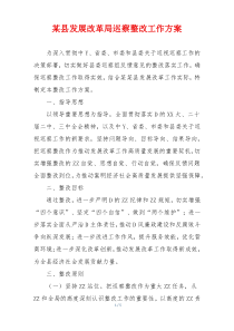某县发展改革局巡察整改工作方案