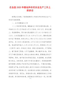 在全县2025年春运和农村安全生产工作上的讲话