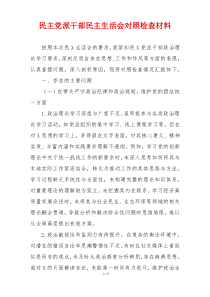 民主党派干部民主生活会对照检查材料