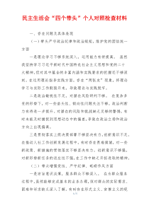 民主生活会“四个带头”个人对照检查材料