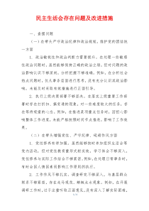 民主生活会存在问题及改进措施