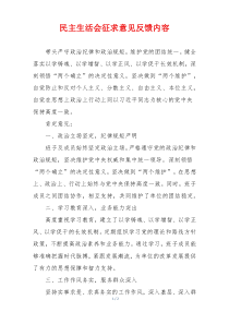 民主生活会征求意见反馈内容