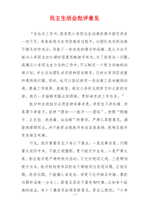 民主生活会批评意见