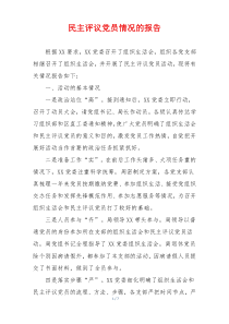 民主评议党员情况的报告