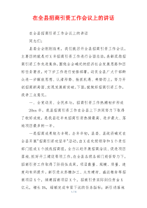 在全县招商引资工作会议上的讲话