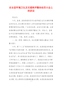 在全县环境卫生及交通秩序整治动员大会上的讲话