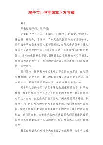 端午节小学生国旗下发言稿