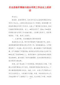 在全县秸秆禁烧与综合利用工作会议上的讲话