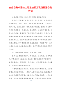 在全县集中整治土地违法行为现场推进会的讲话