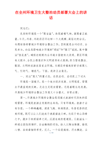 在全州环境卫生大整治动员部署大会上的讲话