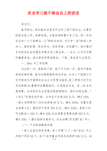 在全市三级干部会议上的讲话