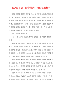 组织生活会“四个带头”对照检查材料