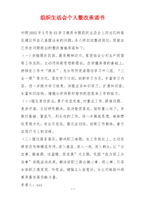 组织生活会个人整改承诺书