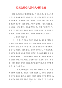 组织生活会党员个人对照检查