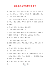 组织生活会党员整改承诺书
