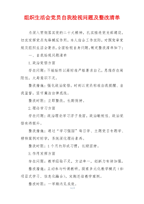 组织生活会党员自我检视问题及整改清单