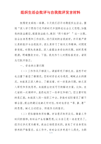 组织生活会批评与自我批评发言材料