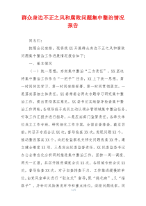群众身边不正之风和腐败问题集中整治情况报告