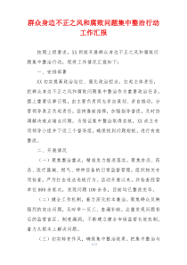 群众身边不正之风和腐败问题集中整治行动工作汇报