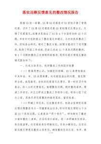 落实巡察反馈意见的整改情况报告
