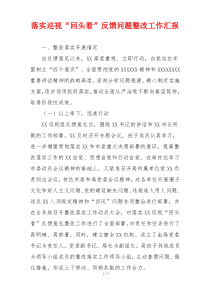 落实巡视“回头看”反馈问题整改工作汇报