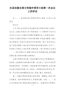 在县创建全国文明城市领导小组第一次会议上的讲话