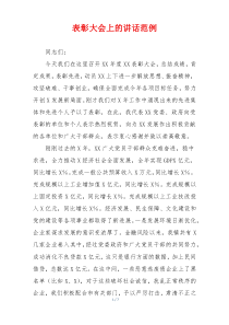 表彰大会上的讲话范例