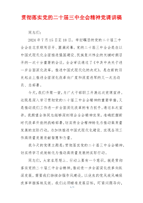 贯彻落实党的二十届三中全会精神党课讲稿