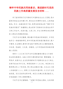 铸牢中华民族共同体意识，推进新时代党的民族工作高质量发展发言材料 ...