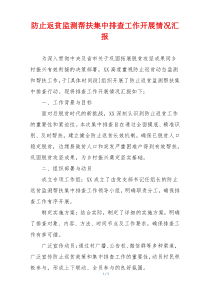 防止返贫监测帮扶集中排查工作开展情况汇报