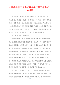 在县委经济工作会议暨全县三级干部会议上的讲话