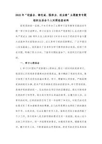 20XX年迎盛会铸忠诚强担当创业绩主题教育专题组织生活会个人对照检查材料