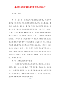 集团公司薪酬分配管理办法试行