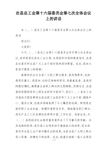 在县总工会第十六届委员会第七次全体会议上的讲话