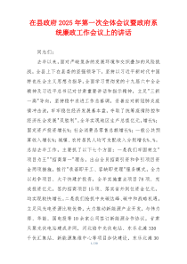 在县政府2025年第一次全体会议暨政府系统廉政工作会议上的讲话