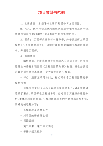 项目策划书范例