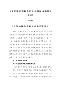 2篇XX公司党支部委员国企党员干部会年度组织生活会对照检查材料